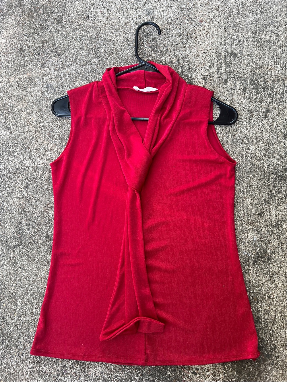 Sleeveless Red Tie-Neck Women's Top